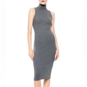 NWT Alice + Olivia Brooklynne Heather Grey Sleeveless Sweater Dress - Sz M
